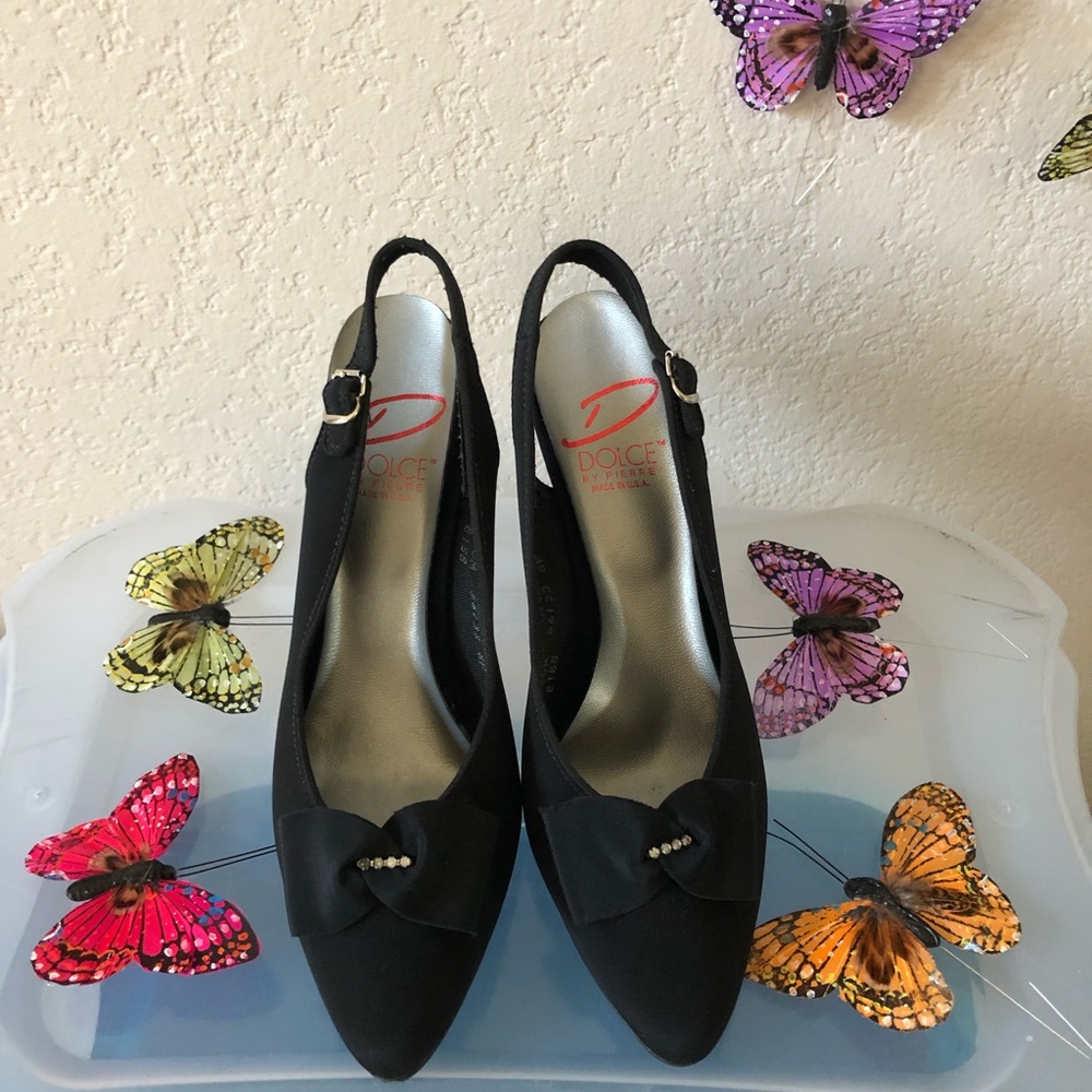 Pierre Dolce Black Heels Bow